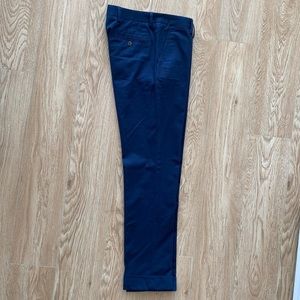 Handmade Spier and MacKay chino, navy blue. Tailored with 3” cuffs. Size 28.